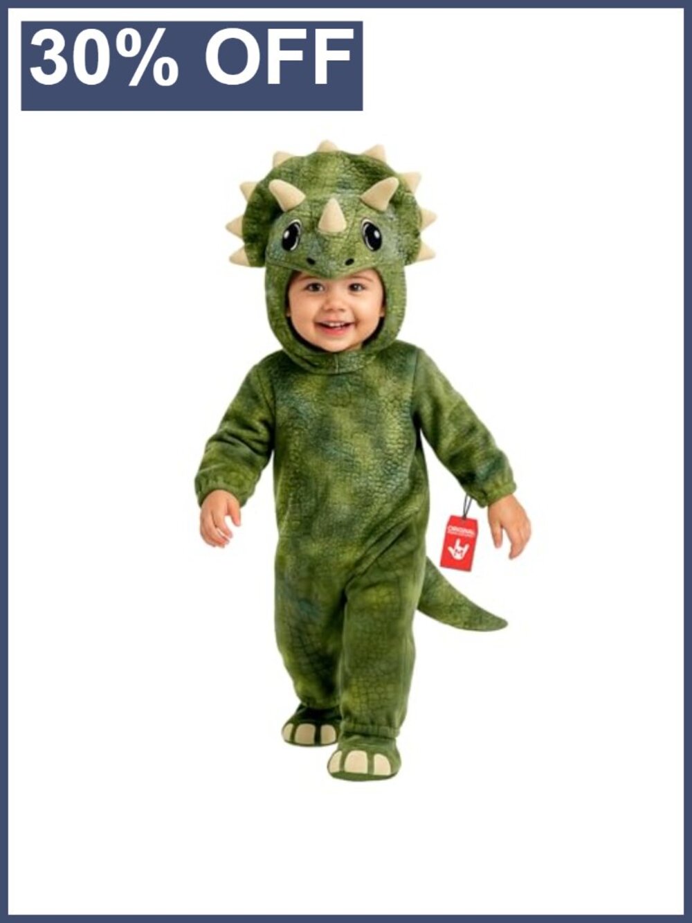Morph Triceratops Costume Kids Dinosaur Jumpsuit Hood Booties